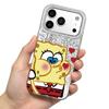 Чехол Губка Боб и Дом-Ананас для iphone 18 Pro Max 16 Plus 15 17 Pro 14 XS Max 12 13 XR Air 11 Серебристый Блеск Трескающийся Фон