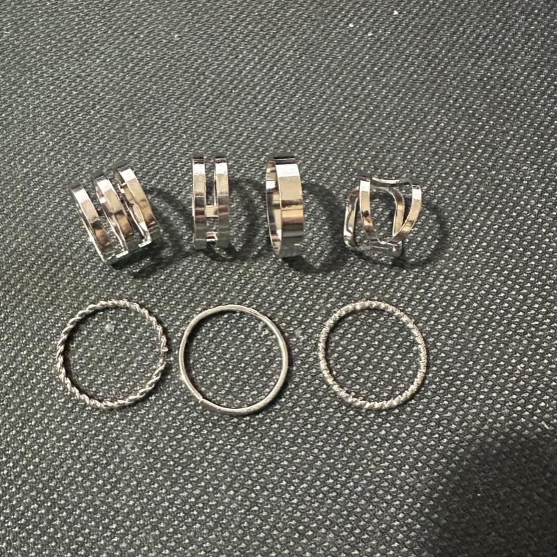 Простой креативный набор колец в европейском и американском стиле - 7 предметов