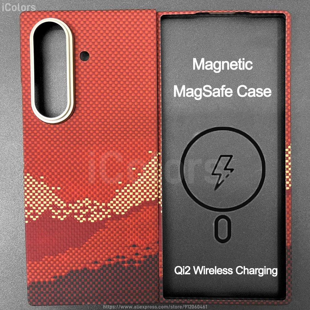 Z Fold 7 Aramid Case for Samsung Galaxy Z Fold 7 Magnetic Case Aramid Carbon Fiber Cover MagSafe/Qi2 Charging Armor Protective