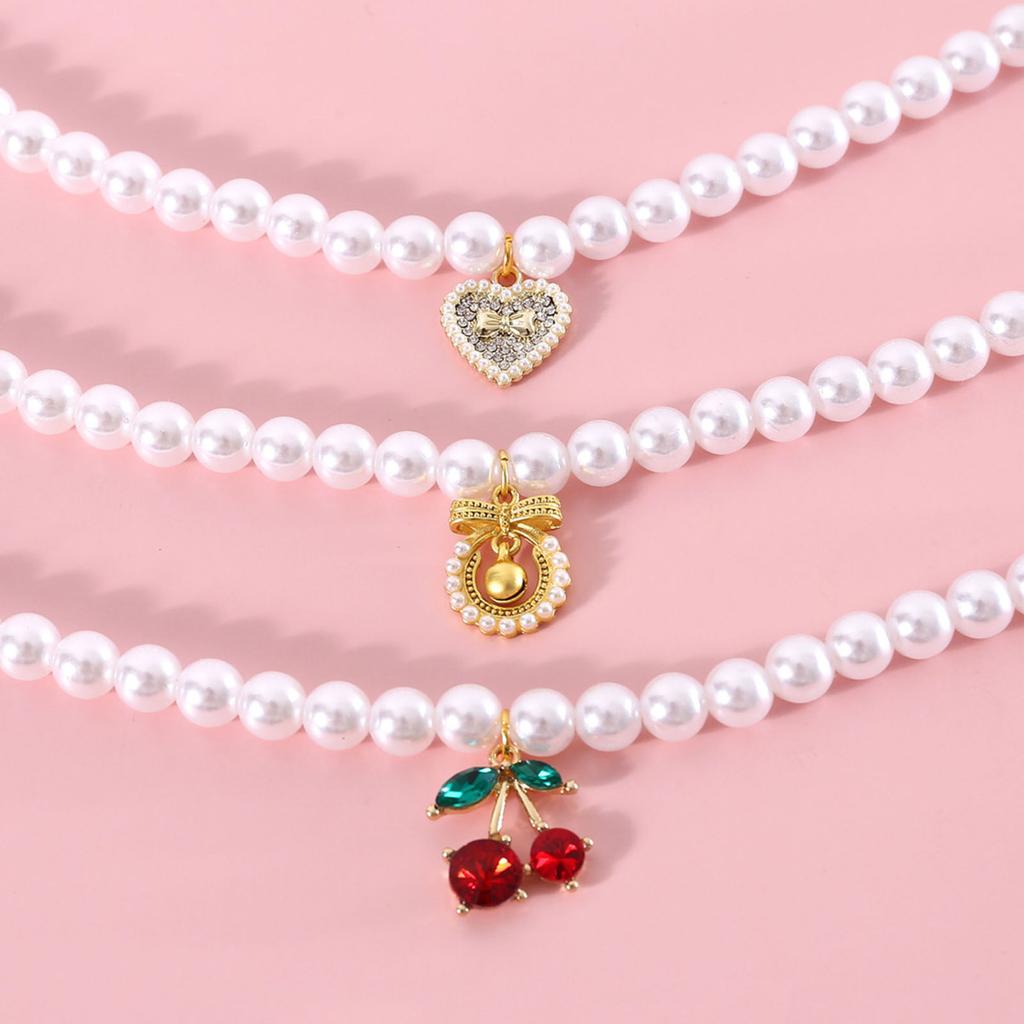 Привлекательный изысканный кулон с вишней для кошек и собак, ошейник с искусственным жемчугом, товары для домашних животных