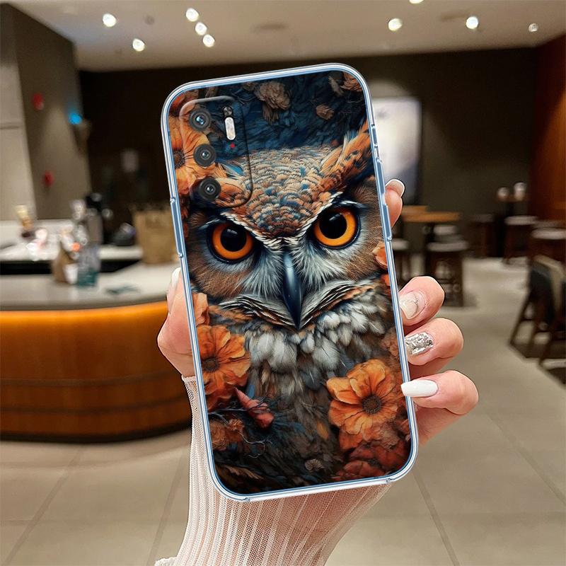 RE16 Cartoon Art Owl Transparent Phone Case for Samsung Galaxy A04 A04S A14 A23 A34 A54 M23 M33 M52 M53