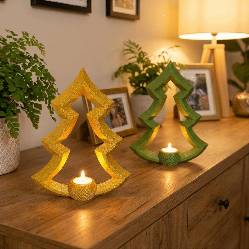 Plastic Christmas Candlestick Hollow Christmas Tree Ornament Tealight Candle Holder  Home Decor