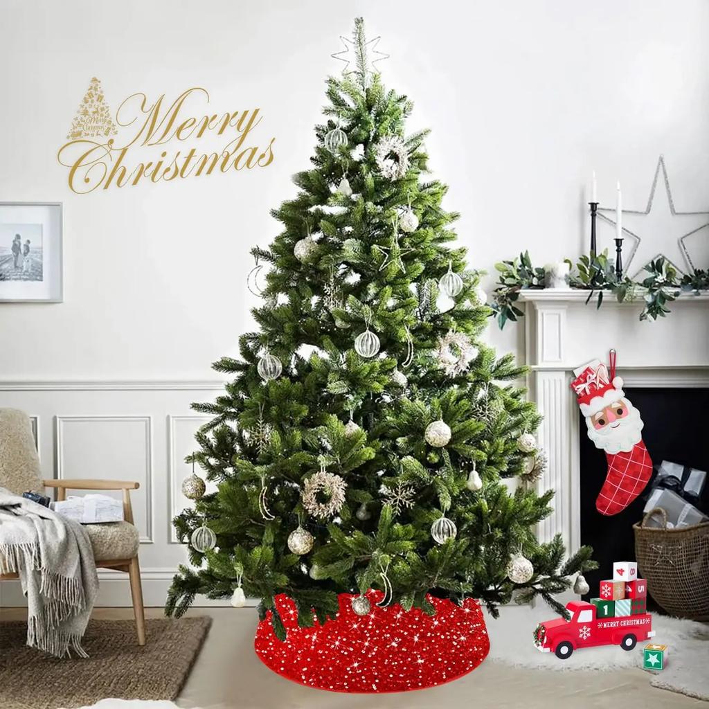 Holiday Christmas Tree Skirt Artificial Pine Tree Ring Decorative Base Cover for Indoor Outdoor Home Decor