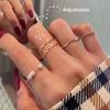 5 шт. Корейский стиль Простые Жемчужные Волнистой формы Комбинация Колец на пальцы Наборы Открывающиеся Регулируемые Кольца для женщин Панк Ювелирные изделия