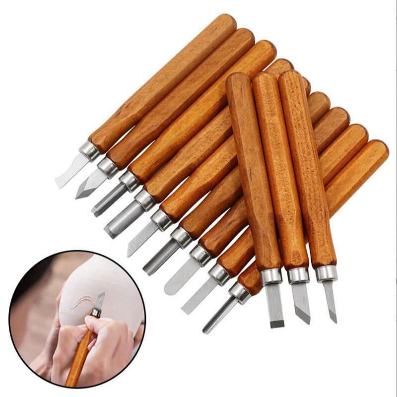 Wood Carving Chisel Knife Tools Woodworking Graver Set Carbon Steel Wood Carving Tools Engraving Knife Kit Hand Tools 12pcs