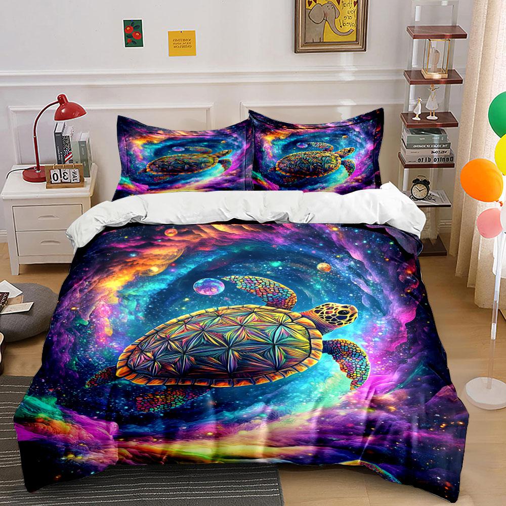 Colorful cosmic turtle design. Bedding sets Duvet cover sets Duvet covers Pillowcases(1 * Duvet Cover 2 * Pillowcases without duvet insert)