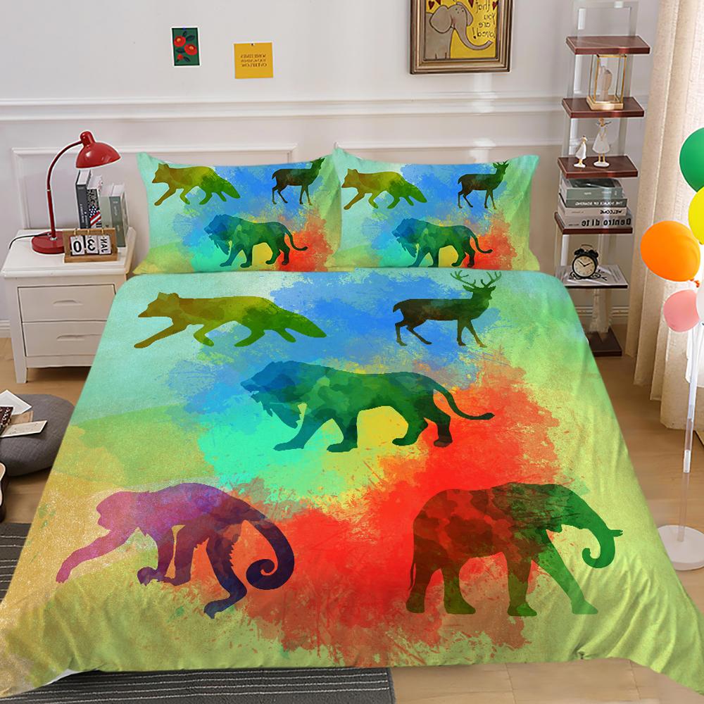 Новая мода комплект пододеяльников со слоном королевского размера, постельные принадлежности, роскошный домашний текстиль, мягкий пододеяльник с 3D принтом животных, детское постельное белье