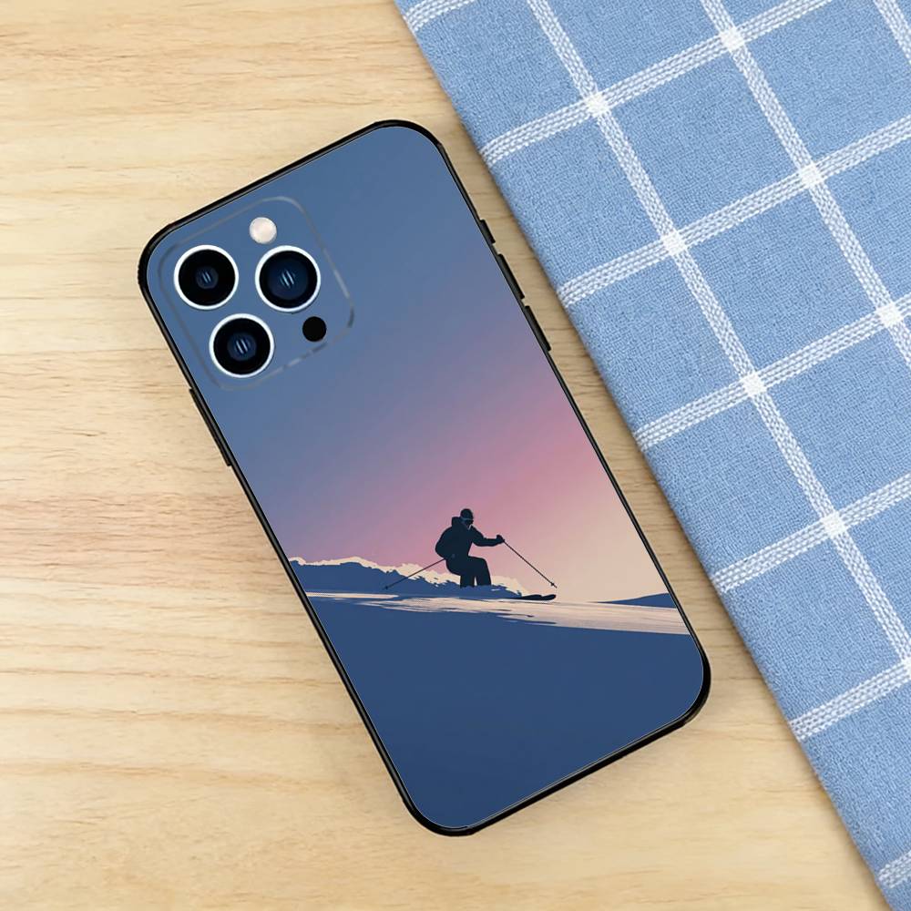 Чехол-постер для iPhone 17 16 Pro Plus Air 15 14 Max Mini E 12 11 с изображением катания на лыжах, мягкая ударопрочная крышка