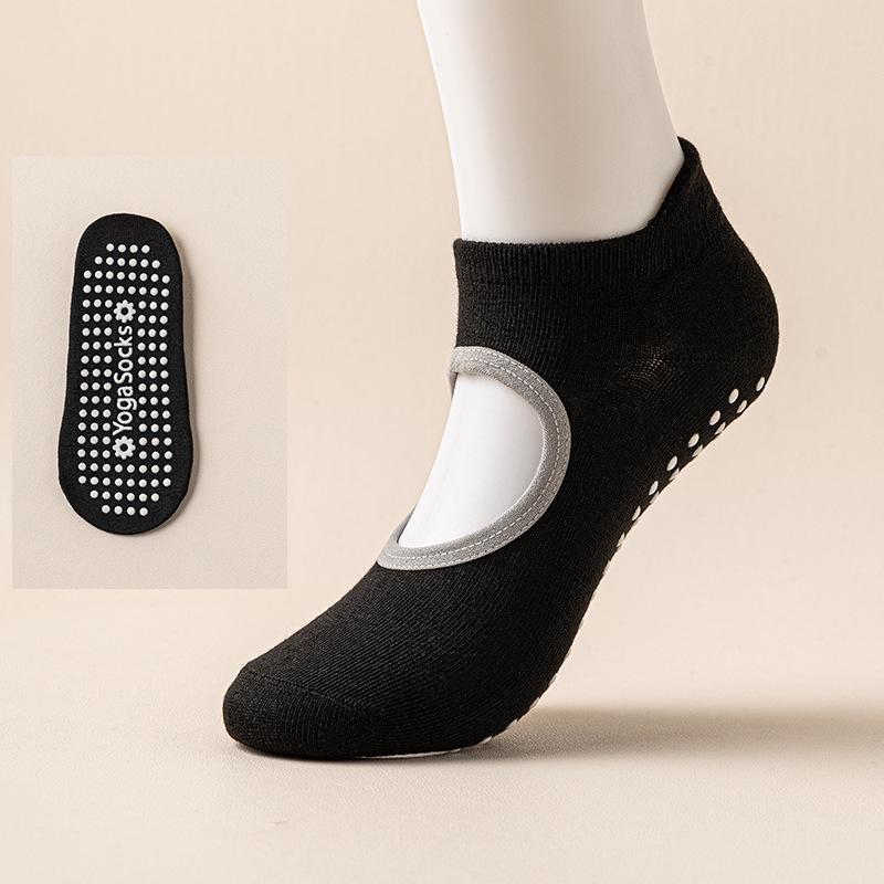 Женские нескользящие силиконовые носки для йоги и пилатеса - Дышащие, Влагоотводящие, С открытой пяткой