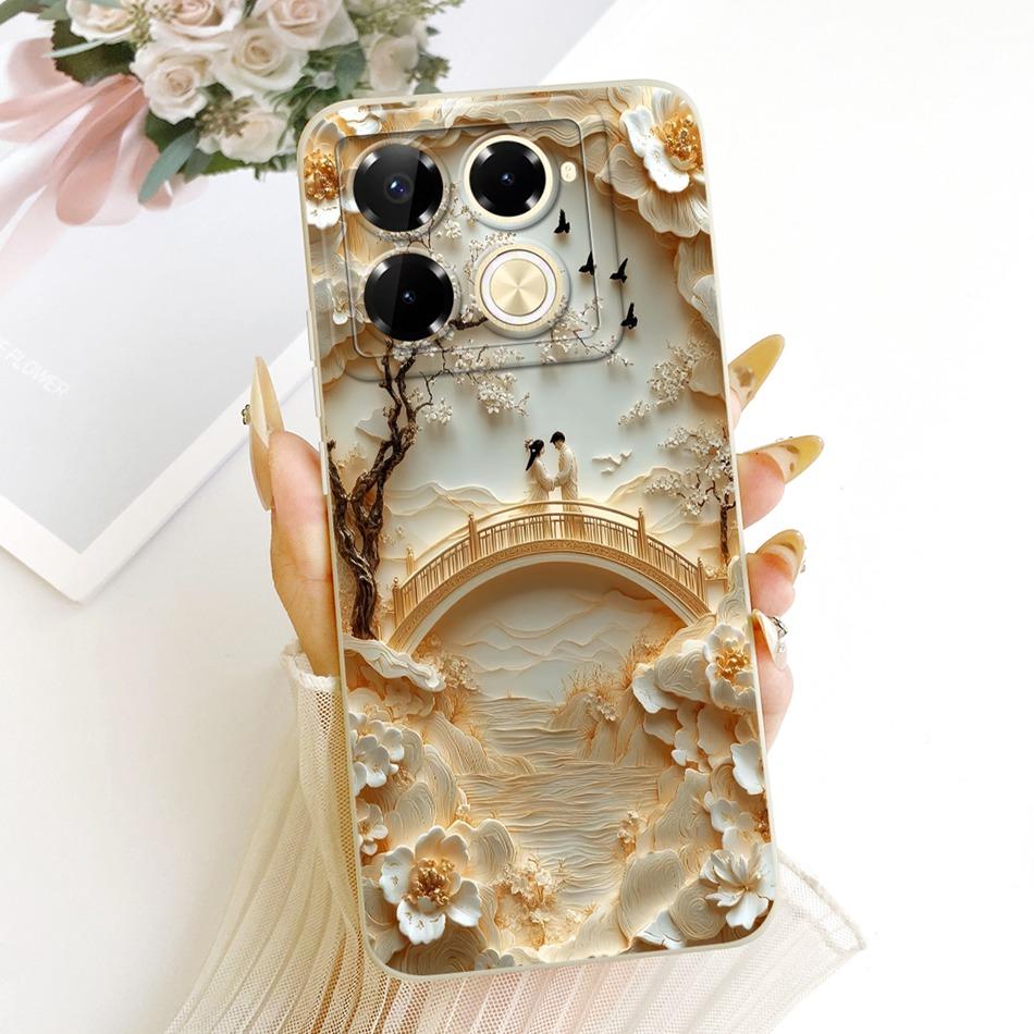 For Infinix Note 40 Pro 4G 5G / Note 40 Pro+ / Note40 X6853 Cute Cat Flower Cartoon Phone Case Soft Silicone Cover Bumpers