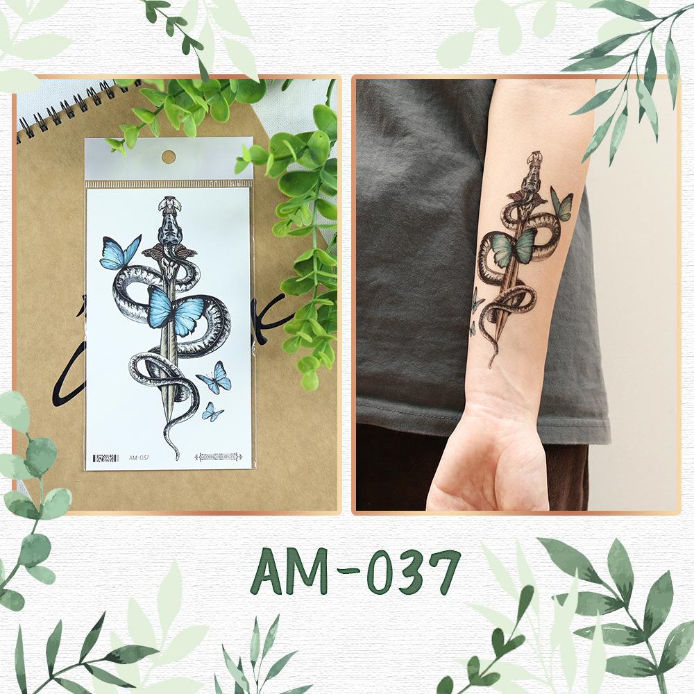 «Модные водонепроницаемые наклейки-татуировки в виде змеи и цветка для мужчин и женщин — крутой, модный дизайн для руки»