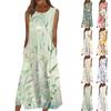 Жен. Повседневные платья с принтом Круглый вырез Классический Классический На открытом воздухе Повседневные Без рукавов Свободные платья
