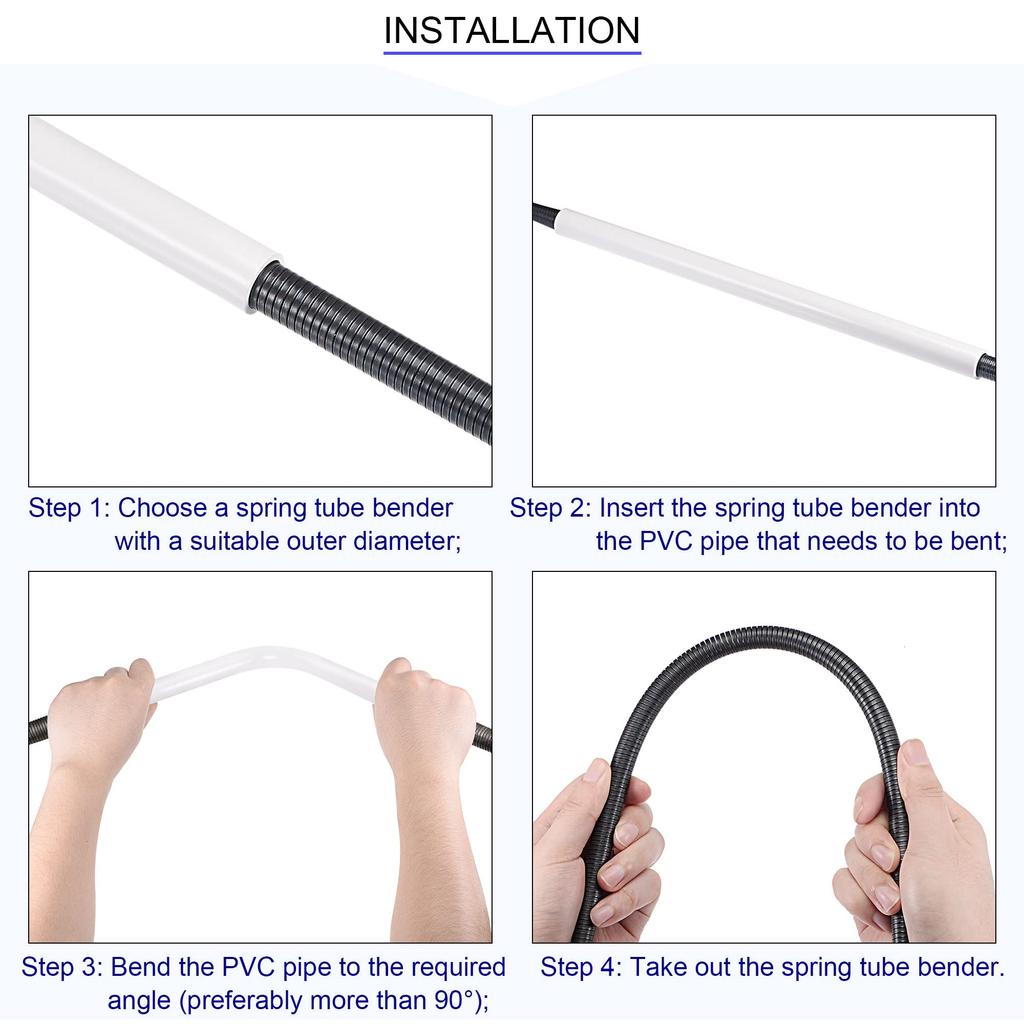 Uxcell Пружинный трубогиб, 21,15 мм внешний диаметр, 700 мм длина, высокоуглеродистая сталь, комплект типа А, для ПВХ трубы с внутренним диаметром 21,5 мм-27 мм