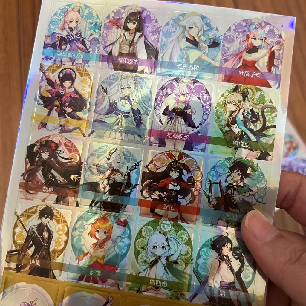 Anime Laser Stickers Tartaglia Zhongli Sangonomiya Kokomi Decals DIY Waterproof Sticker For Notebook Luggage Skateboard Motorcycle Toys