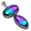 Bi-Color Tourmaline Gemstone Handmade 925 Sterling Silver Pendant 3.55" A6C69
