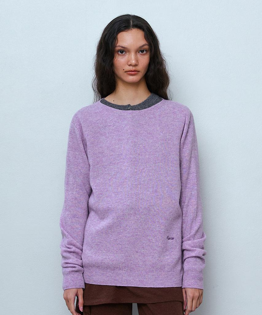 PISCESS Basic Wool Knit Top_Melange Purple