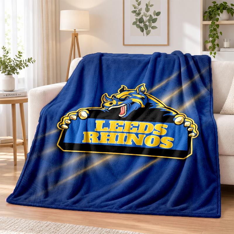 Фланелевое одеяло с принтом Leeds Rhinos, теплое и уютное, плед для кровати, для домашнего декора