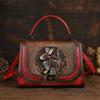 2024 Summer New Women's Bag Retro Ethnic Style Rabbit Embossed Red Female Crossbody Bags Handmade Women Leather Handbags