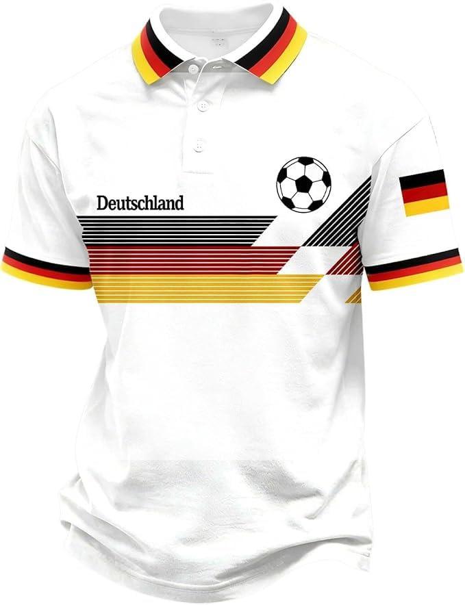 Trendy short-sleeve polo shirt with geometric print, perfect for daily casual wear.