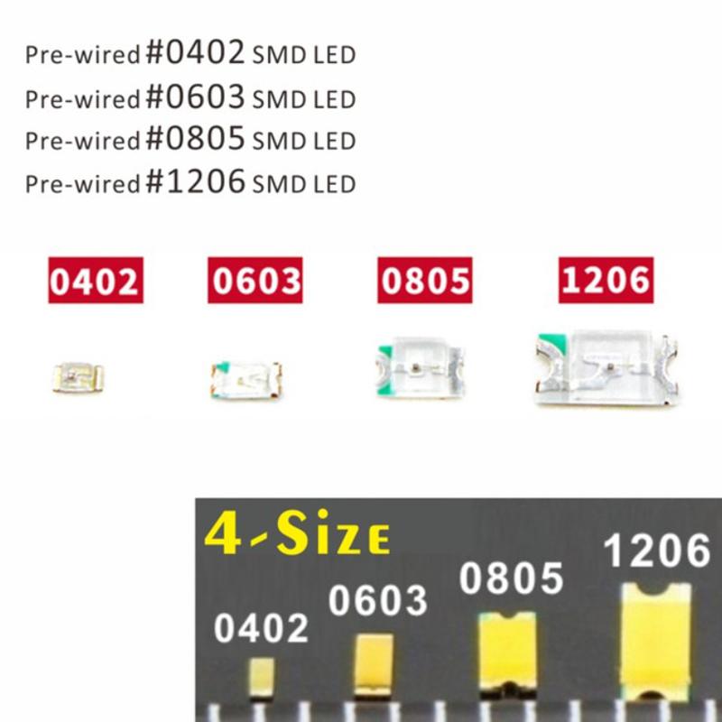 20 шт. предварительно припаянные светодиоды Micro SMD с предварительной проводкой 0402 # 0603 # 0805 # 1206 #