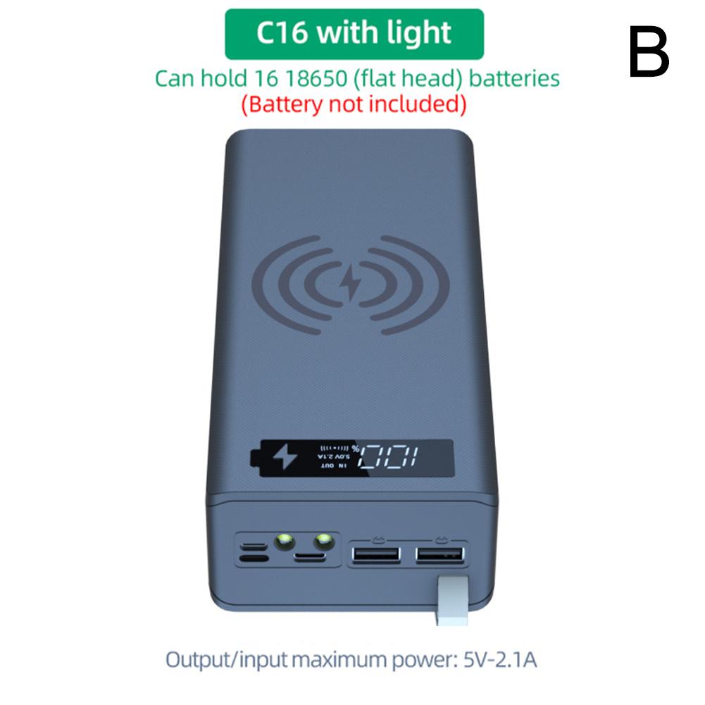16*18650 Держатель для батарей Коробка для хранения Корпус для повербанка DIY 18650 Комплект Зарядное устройство для аккумуляторов повербанка телефона Мобильный DIY Корпус-коробка