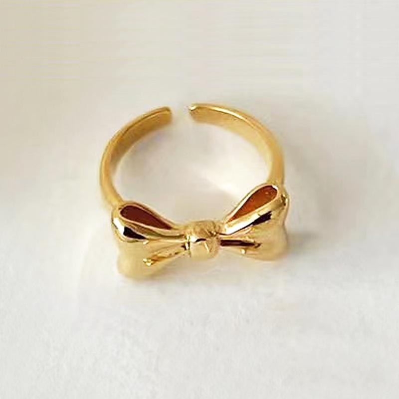 Bow Ring, Women's Simple Niche Design, Plain Ring Ring, Sweet, Small and Fresh Opening, Adjustable Index Finger Ring