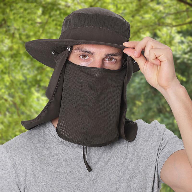 Outdoor UV Protection Fisherman Hat with Detachable Face Mask