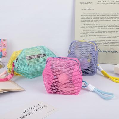 Прочная косметичка цвета дофамина, легкая, сетчатая, с молнией, сумка для хранения, большая вместимость, сумка для туалетных принадлежностей, для путешествий
