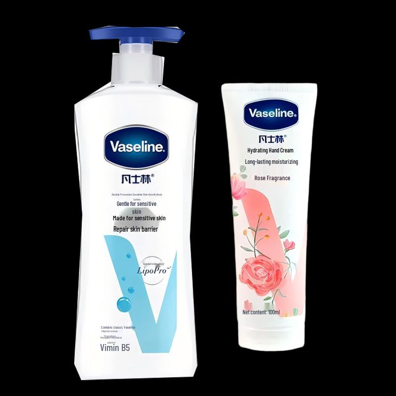 Vaseline Intensive Care Sensitive Skin Body Lotion & Rose Hand Cream Set