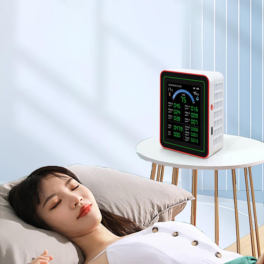 Smart Life 18 в 1 Детектор качества воздуха в помещении в реальном времени Обнаруживает 6AQI HCHO PM2.5 PM10 CO2 Портативный монитор качества воздуха для дома, автомобилей
