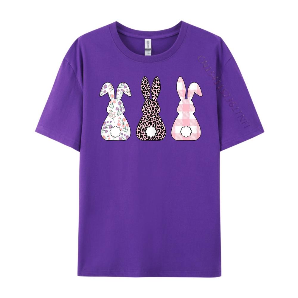 Cute Pink Leopard Plaid Flower Happy Easter Bunny Rabbit Graphic Tees Vintage Streetwear Tops T Shirt