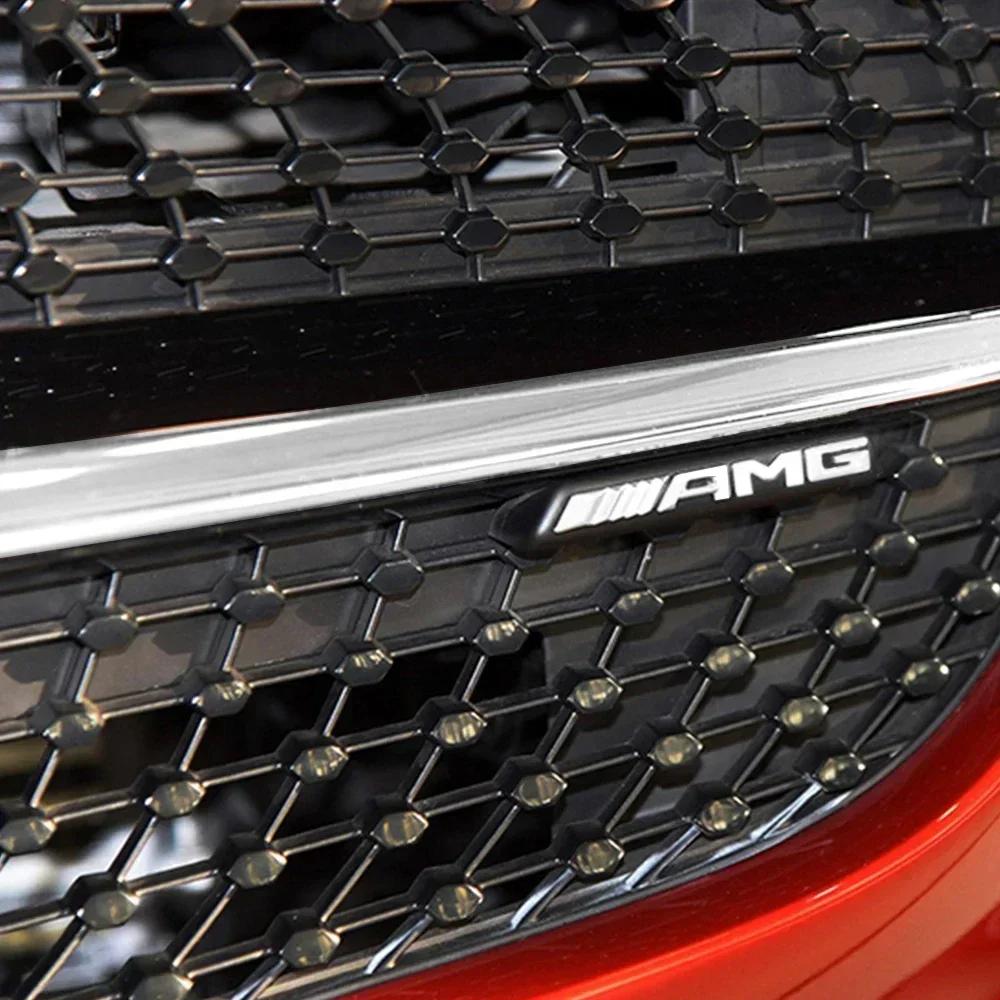 WUGL8 3D ABS Car AMG Sticker Mercedes Benz AMG Badge Logo Front Grille Emblem Decoration Decals Auto Modification Accessories