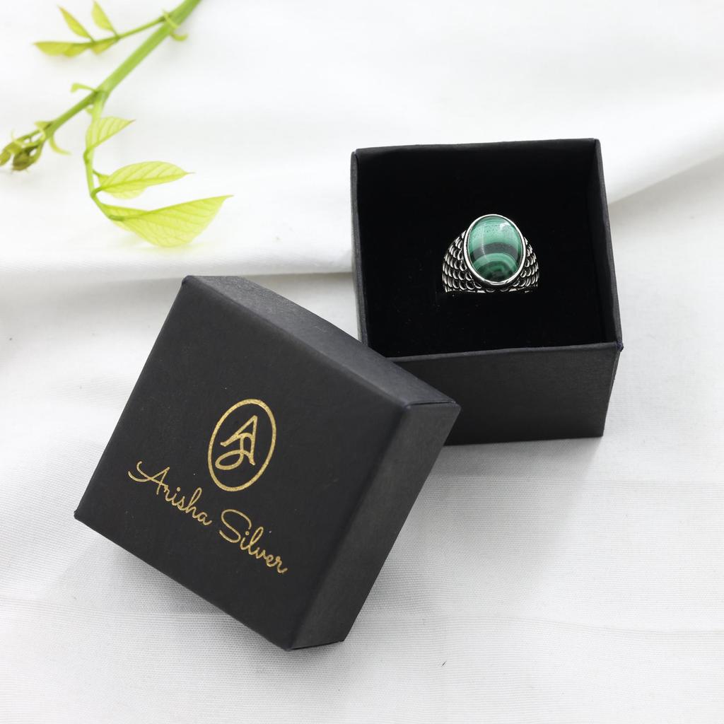 Серебряное кольцо с малахитом, Чистое 100% стерлинговое серебро 925 пробы, Изысканные ювелирные изделия, Серебряное кольцо ручной работы, Унисекс кольцо Ar8928