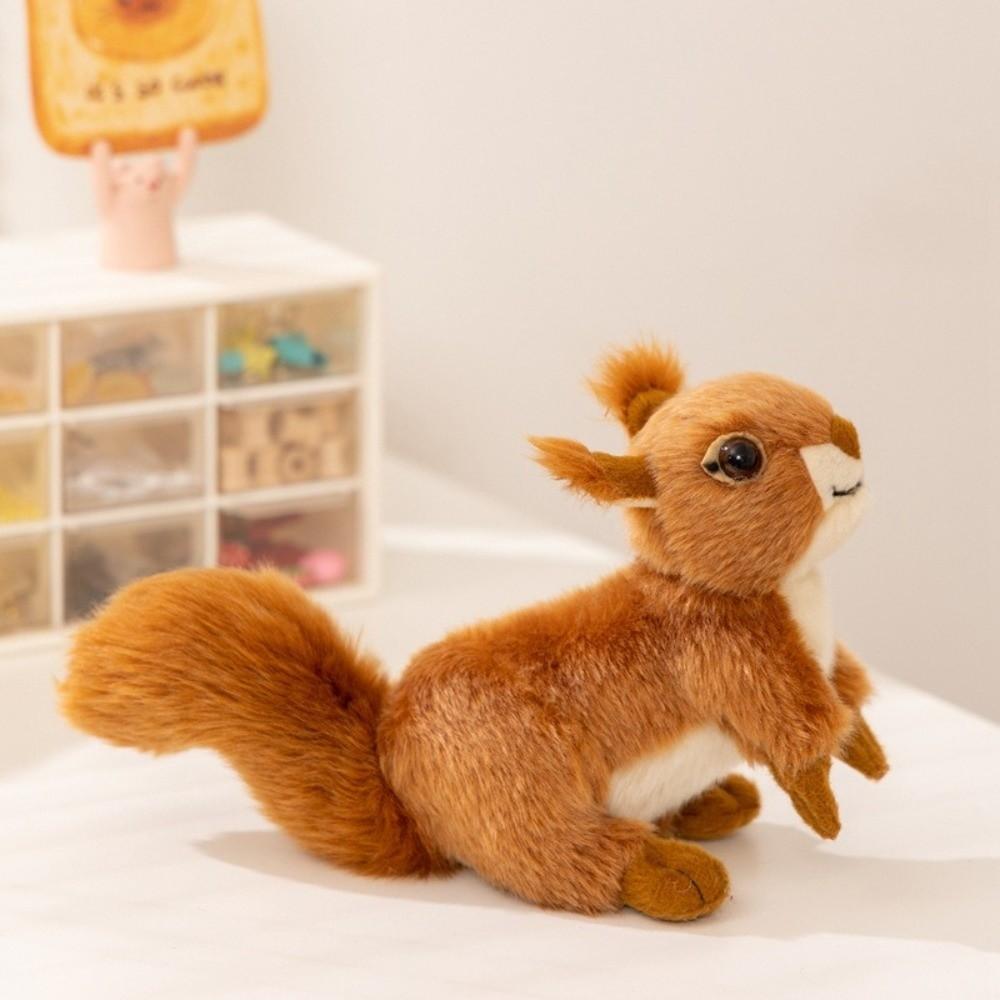 16cm Squirrel Plush Toy Miniature Design Sitting Squirrel Toy Animal Plush Doll Zoo Souvenir