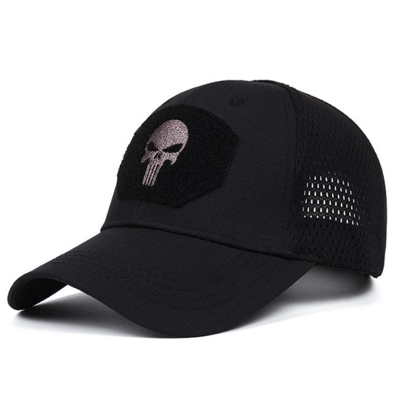 Unisex Skull Embroidered Top with Patch Breathable Baseball Caps Spring and Autumn Outdoor Adjustable Casual Hat Sunscreen Hat