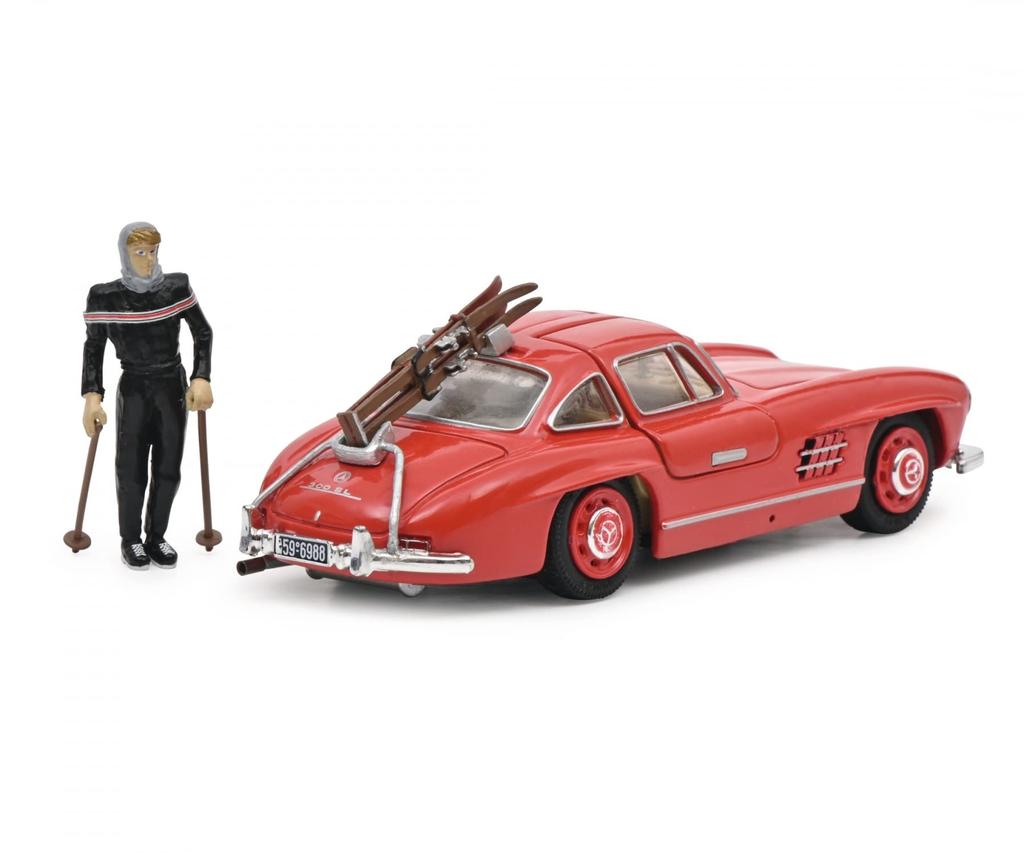 Schuco Scale 300SL 1954 Red with Ski Figure 1/43 Mercedes-Benz (W198)
