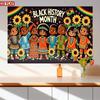 Black History Month Backdrop, African American Kids with Sunflowers and Traditional Clothes for Party Decoration