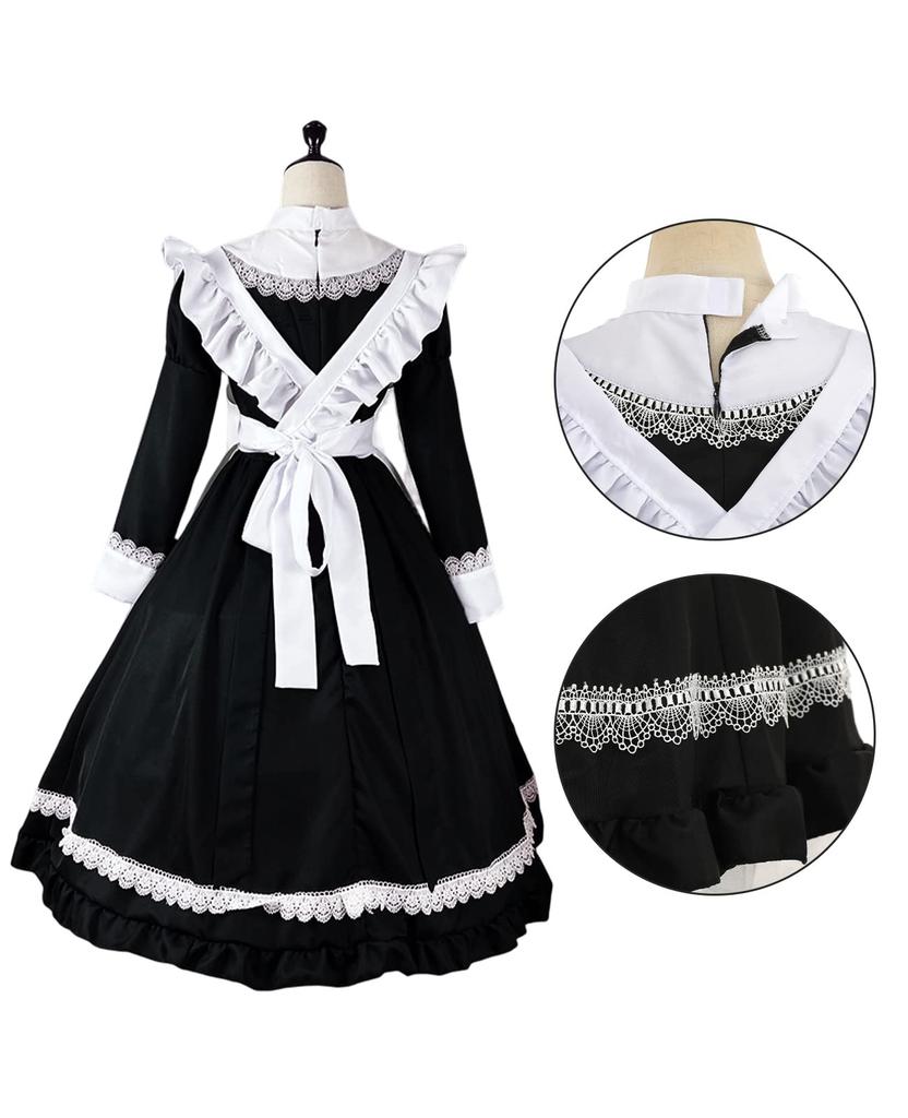 Maid British Maid Short Long Maid Maid Coffee Large Size Long Lace [NOKIJP] Clothes, Cosplay, Style, Lace, Ribbon, Costume, Long, Sleeve, Sleeve,