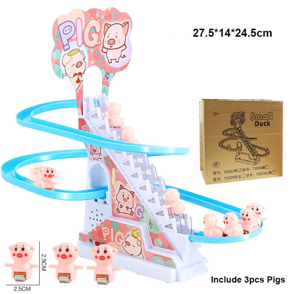Electronic Penguin Duck Climbing Toy Light Musical Slide Track Coaster  Children Fun Toy