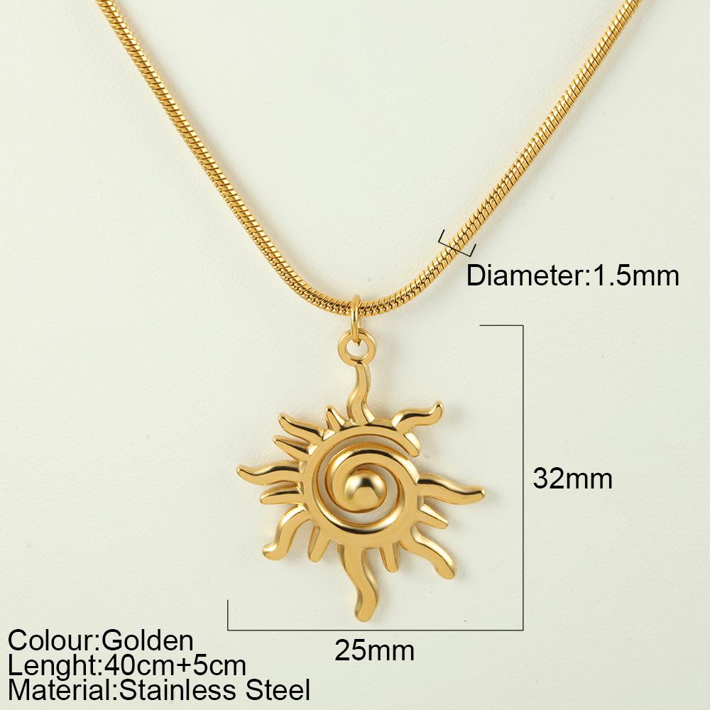 Stainless Steel Pendant Necklace for Women Spring Buckle Chain Sun Pendants Women's Stainless Steel Zircon Birthday Gift Trend