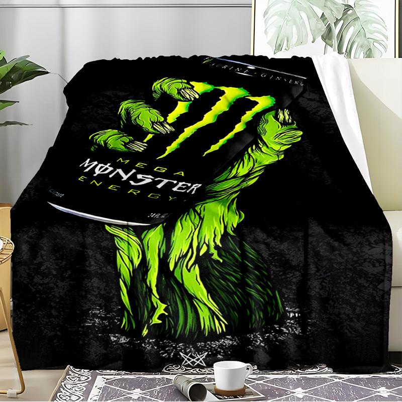 Monster Drink Blanket Flannel Throw for Sofa, Indoor, Camping, Living Room, Office, Chair, And Bed Soft Birthday Gift