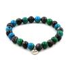 Stones and Minerals. Chrysocolla + Labradorite Beaded Bracelet 8 Mm. Made In France.