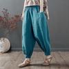 Loose Cotton Linen Harlan Pants Women's Summer Style Nine Points Artistic Casual Match All Cotton Linen Trousers