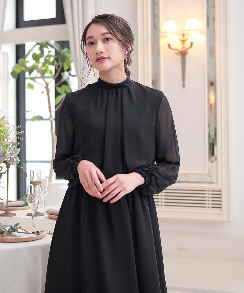 Party Dress Long Dress with Back Ribbon Design Sizes Black M [Nissen] [Wedding/Party Dress] One-Piece <Large Available>