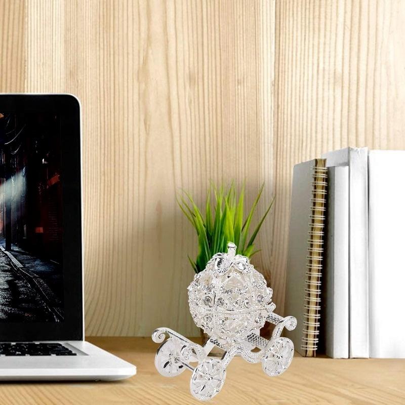 Кристалл тыквы со стразами, шкатулка для безделушек, шкатулка для драгоценностей, подарок с бриллиантами, Коллекционная статуэтка, декоративный держатель для ювелирных изделий, органайзер