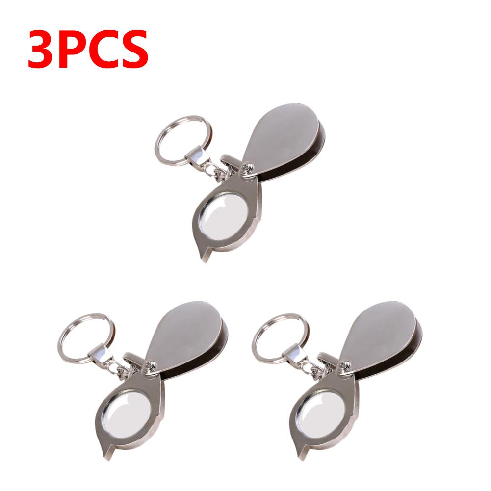 15X Folding Portable Keyring Magnifier Key Chain Magnifying Glass Pocket Size Jewelry Loop Pocket Folding Magnifying Glass