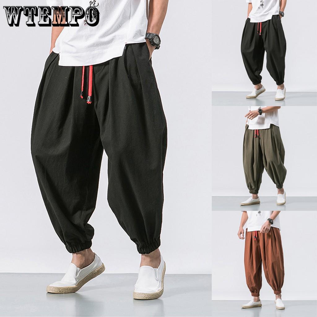 M-5XL Мужские летние брюки Harren's Baggy Wide-Legged Pants Модные удобные брюки