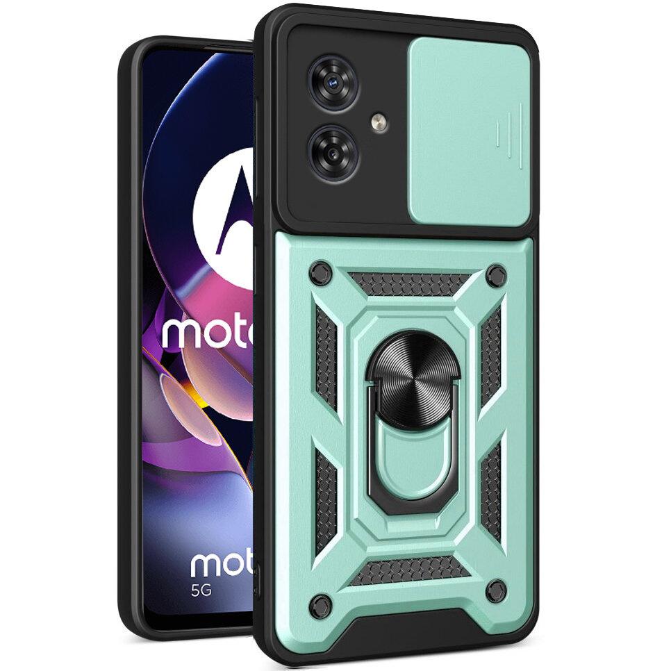 Armored case for Motorola Moto G54 5G, CamShield Slide, green