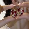 Exquisite High-End Red Rose Circle Earrings for Women