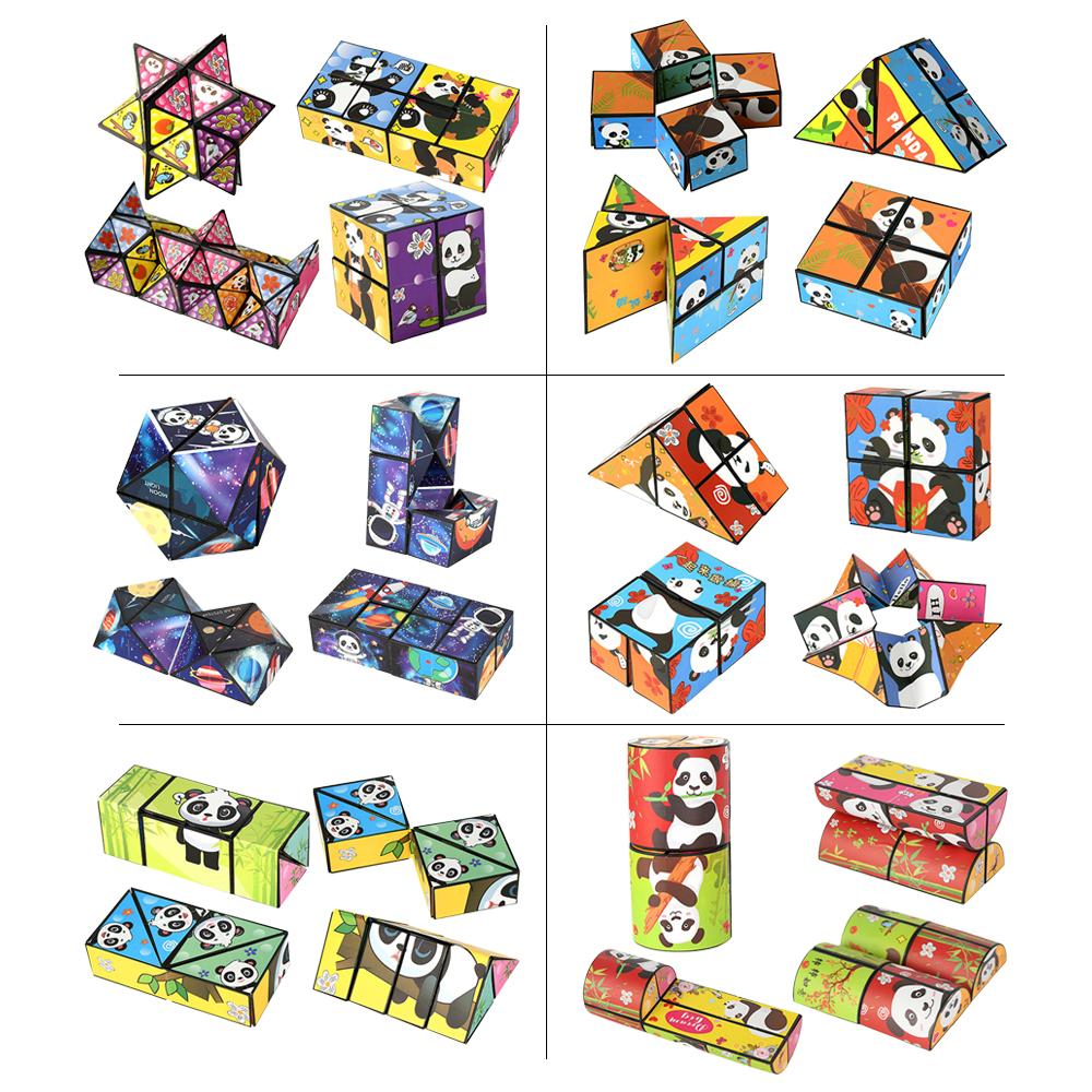 Panda Infinite Magic Cube Flipping Decompress Puzzle Three-Dimensional Small Toy Hand Flip Puzzle Anti Stress Shape Shifting Box